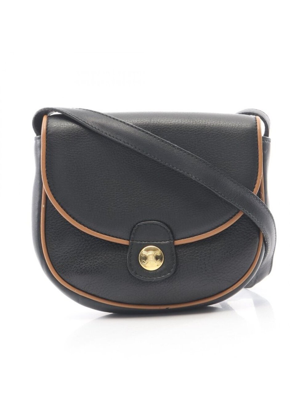 Celine Shoulder Bag Black Leather Pouch
